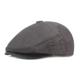 Cotton blends Men Hat Spring Thin Retro Peaked Cap Ivy Cabbie Caps Middle Aged Plaid Beret Casual Newsboy Hats Wholesale