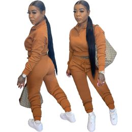 New Fall Witner Women Tracksuits Long Sleeve Two Piece Set Workout Sports suits Active Wear Solid Outfit Pullover Hoodie Sweatpants Sweatsuits Wholesale 5747