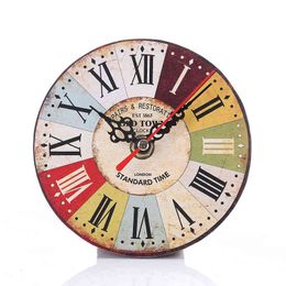 Wall Clock Wooden Decoration Vintage Roman Numerals Wood Grain Wall Clock Living Room Decoration Accessories for Home Decor H1230