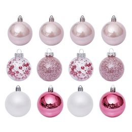 30Pcs 1Set 6cm Reusable Ball Decors Exquisite Ball Pendants For Home Christmas Ball Pendant Set New Year Xmas Decor (Pink) 201128