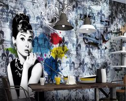 Beibehang Custom wallpaper retro American characters graffiti TV background home decor living room bedroom murals 3d
