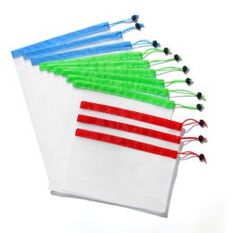 12pcs/set S/M/L Reusable Mesh Produce Bags Washable Bags for Grocery Shopping Storage Fruit Vegetable Toys Sundries Organiser Storage