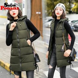 Autumn winter New long padded warm hooded Slim jacket vest sleeveless jacket for women 201211