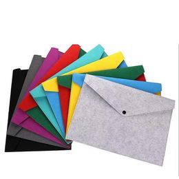 Filing Supplies A4 Felt Document Bag Snap Button File Envelope Storage Bags Document Pouch Files Sorting Folder Office School ZL0291sea