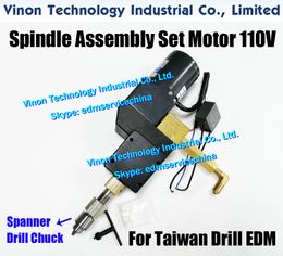 Taiwan Rotating Head with Sapanner Drill Chuck 0-4mm Set for EDM Drill. Spindle assembly include 110V motor for Chmer,Zhenbang,Castec,Ridong