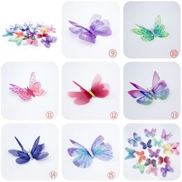 100PCS Gradient Colour Organza Fabric Butterfly Appliques 60mm Translucent Chiffon Butterfly for Party Decor, Doll Embellishment 201204