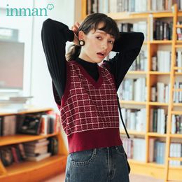 INMAN Autumn Winter New Arrival Retro Style School Style Lady Women Outerwear Waistcoat 201028