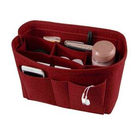 Nxy Cosmetic Bags Brand Make Up Organizer Felt Insert for Handbag Travel Inner Purse Portable Fit Various Makeup 220303