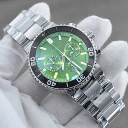 Hot Sale Mens Sport Watches Quartz Movement Chronograph Watch Customised Green face Rubber Band male Watch Montre Homme
