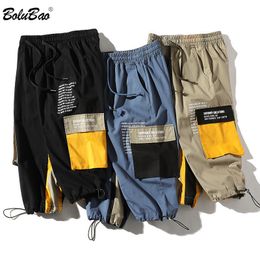 BOLUBAO Brand Men Cargo Pants Summer New Men's Fashion Printing Drawstring Pants Male Trend Casual Calf-Length Pants LJ201007