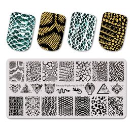 stamping nail art image plate Canada - Nail Stamping Plates Natural Animal Snake Scale Flower Wolf Theme Image 12*6cm Template Mold Nail Art Stencil