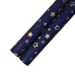 Packing Paper Gift Decorative Metallic Color Dark Blue Papers Stars Christmas Tree Pattern Printing Gold Party Gifts New Arrival 0 66wk N2