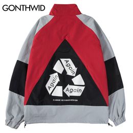 GONTHWID Vintage Colour Block Patchwork Windbreaker Zip Up Track Jackets Men Casual Streetwear Outwear Coats Male Jacket 201104