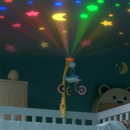 Baby Rattles Crib Mobiles Toy Holder Rotating 360°flexible Rotation Mobile Newborn's Crib Musical Box Projection Infant Baby Toy 201224