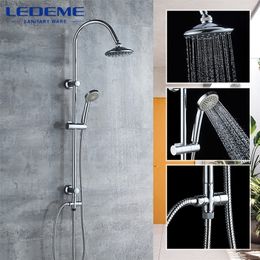 LEDEME Bathroom Shower Faucet Set Rainfall Shower Head Tub Spout Faucets Single Handle Mixer Tap Bath Shower L2412 LJ201212