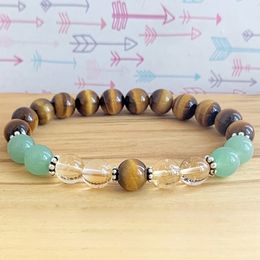 MG1291 Natural AA Grade Citrine Handmade Bracelet Tiger Eye Stone Energy Wrist Mala Bracelet Women`s Powerful Jewellery