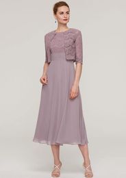 Mother Bride Dresses Jackets Tea Length 