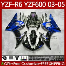 Bodywork Kit For YAMAHA YZF R6 600CC YZF600 YZF-R6 2003-2005 Cowling 95No.172 YZF R Blue Flames 6 600 CC 2003 2004 2005 Body YZF-600 YZFR6 03 04 05 Motorcycle Fairing