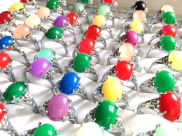 50pcs Women's Silver Stone Colourful Clear Stone Ring Ladies Elegant Beautiful Rhinestone Ring Girls Vintage Charm Party Jewellery Gifts