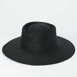 Black Hats for Women Men Summer Sun Wide Brim Fedora Straw Beach Seagrass Outdoorsman Derby Gambler Hat Y200714