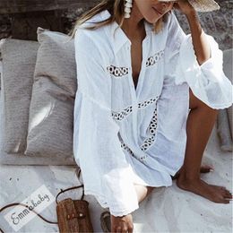 Summer Dress Bikini Cover Up Swimsuit Beach Women Ladies Bathing Suit Loose Long Sleeve Cover-ups