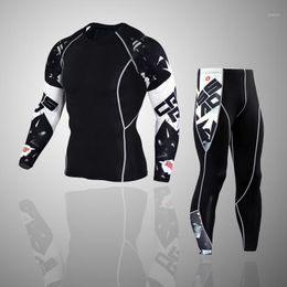 Men's Tracksuits 2021 MMA Compression Men's Long Sleeves T-shirts Union Suit Rashgard Kit Clothing Tops Tees 1