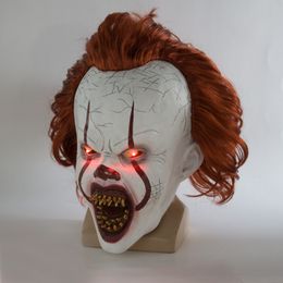 LED Horror Pennywise Joker Mask Cosplay Stephen King Clown Latex Scary Masks Helmet Halloween Costume Party Props Y200103