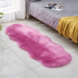 Living Room Plush Floor Rugs Mats Kids Room Faux Fur Area Rug Carpet Solid Fluffy Soft Shaggy Carpet Artificial Sheepskin Hairy Y200527