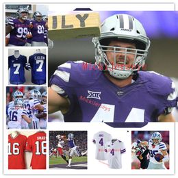 NCAA Custom Kansas State Wildcats Football Jersey 17 RJ Garcia II 73 Christian Duffie 70 KT Leveston 18 Gaven Haselhorst 7 TJ Smith 10 Brenen Hawkins 74 Austin Weiner