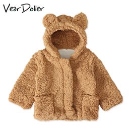 VearDoller Baby Coats Winter Long Sleeve Warm Outerwear Cute Bear Berber Fleece Tops Toddler Thicken Jackets Boys Girls Coat 201030