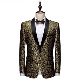 Men Blazers Banquet Party Prom Ball Slim Fit Wedding Tuxedo Suit Jackets Shawl Lapel Stage Costume Nightclub Singer Host Dancer 201104