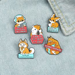 Cartoon Cute Animals Enamel Pins Various Type Sweet Character Music Hamster Akita Fox Brooches For Lapel Pins Shirt Clothes