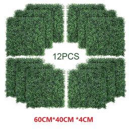 12PCS Artificial Boxwood Panels Topiary Hedge Plant, Privacy Hedge Screen, UV Protected Faux Greenery Mats Suitable T200509