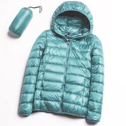 2019 neue Casual Ultra Licht Weiße Ente Unten Jacke Frauen Herbst Winter Warme Mantel Dame Plus Größe 4XL Jacken Weibliche mit kapuze Parka T200107