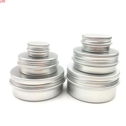 50pcs/lot 5g 10g 15g 20g 30g 40g 50g 60g Aluminum Cream Jar Pot Nail Art Makeup Lip Gloss Empty Cosmetic Metal Tin Containersqualtity