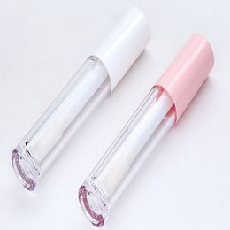 100pcs/lot New 6.8ML Empty Lipstick Tubes Transparent Lip Gloss Tubes Clear bottles container pink white cap