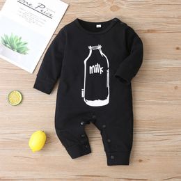 Infant Baby Boys Girls Romper Warm Long Sleeve Cotton Black Milk Pattern Jumpsuit Baby Autumn&Winter Romper 201027