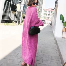 2020 autumn women Sweater dress Solid Loose Full O-Neck Mid-Calf Empire dress long sleeve dress plus size office lady Y0118