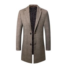 2020 Luxury Long Trench Coat för Män Plus Storlek Vinter Tjocka Män Cashmere Mens Jackor och Coats