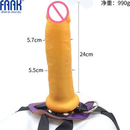 NXY Dildos Golden Penis Wearing Masturbation Device Men and Women Masturbating Orgasm Adult Toy Anal Plug Fun Products 0221