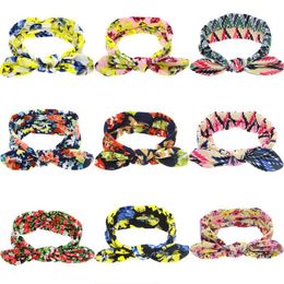 2022 NEW Girl Baby Bowknot Flower Print Turban Head Wrap Knot Soft Hairband Kids Headbands Bandanas Hair Accessories