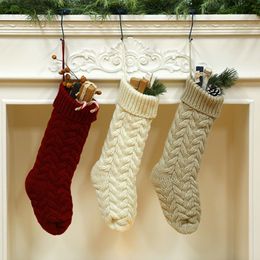 Wholesale New Personalised knit Christmas Stocking items Blank solid Christmas stockings Holiday Stocks Family Stockings 46cm 37cmDOM1413 Best quality