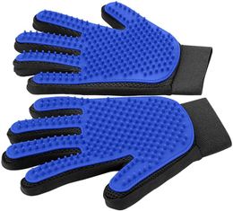 Dog Grooming Glove Gentle Deshedding Brush Glove Efficient Pet Hair Remover Mitt Enhanced Five Finger Design Perfect for Dogs Cat with Long Short Fur 1 Pair
