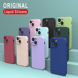 Cell Phone Cases Luxury Original Square Liquid Silicone Soft Case For iPhone 12 13 11 Pro Max Mini XS X XR 7 8 Plus SE 2 Candy Solid Color Cover