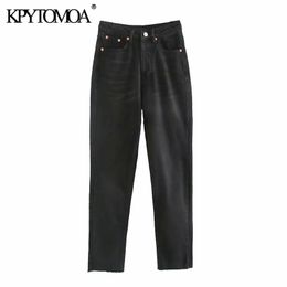 KPYTOMOA Women 2020 Chic Fashion High Waist Straight Jeans Vintage Buttons Fly Pockets Denim Pants Female Ankle Trousers Jean LJ201030