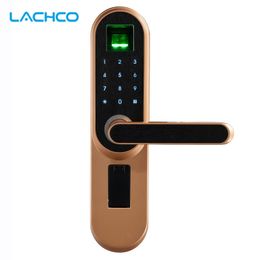 LACHCO Biometric Electronic Door Lock , Code, Key Touch Screen Digital Password Fingerprin Smart door Lock keyless entry L19013F Y200407