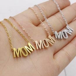 MOM Necklace Stainless Steel Letter Pendant Necklaces Party Favor Mother's Day Gift I Love Mum Birthday Gifts Women Jewelry de197
