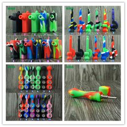 portable Silicone Hand Tobacco water Smoking Pipes for weeding smoking with Cap Bowl unbreakable Cigarette Philtre Holder with metal bowl