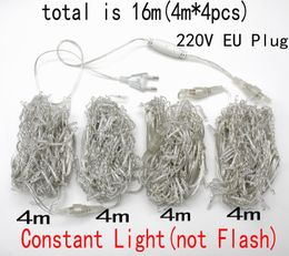 8m-48m 220V Christmas Garland LED Curtain Icicle String Light Droop 0.4-0.6m Mall Eaves Garden Stage Patio Outdoor Decoration 201203