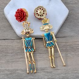 Hot Sale 3 Colors New Fashion Baroque Vintage King Doll Earrings retro metal personality earrings handmade popular fashion jewelry